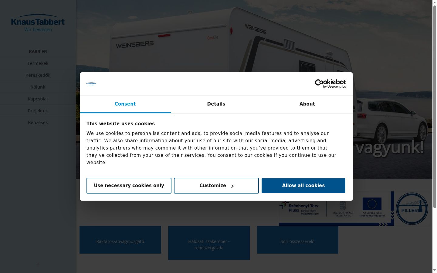 Screenshot of the consent banner shown before any interaction