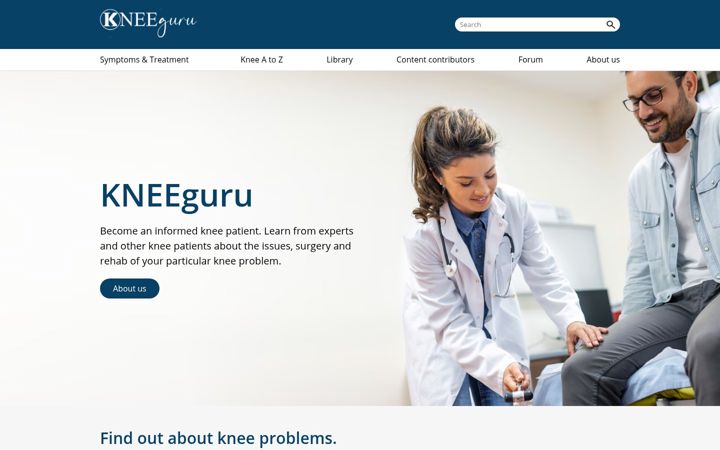 Screenshot of kneeguru.co.uk