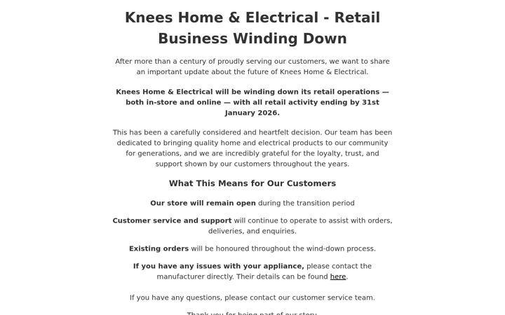 Screenshot of knees.co.uk