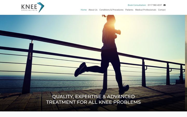 Screenshot of kneespecialists.co.uk