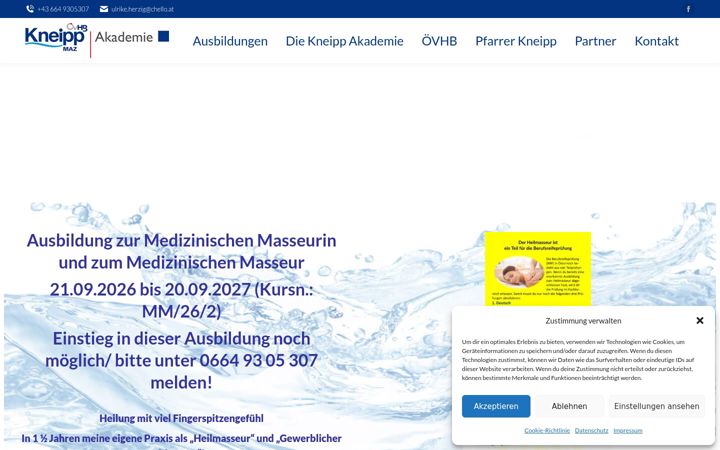 Screenshot of kneippakademie.at