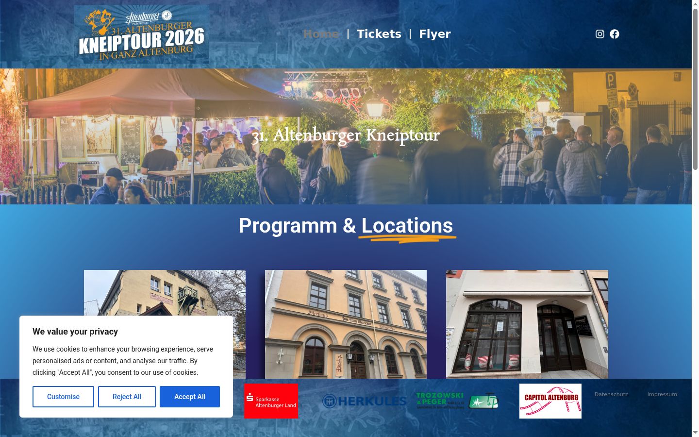 Screenshot des Einwilligungsbanners vor jeglicher Interaktion