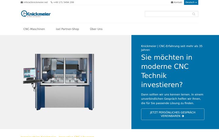 Posnetek zaslona knickmeier-gmbh.de