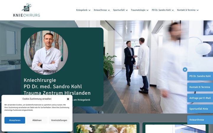 Screenshot of kniechirurg.ch