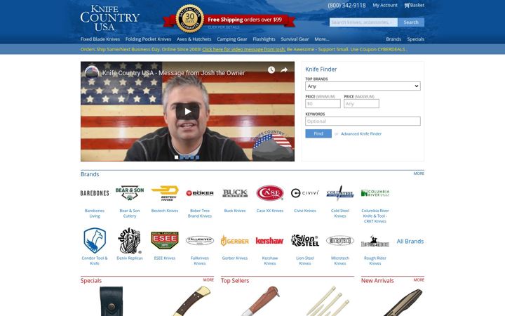 Screenshot ta' knifecountryusa.com