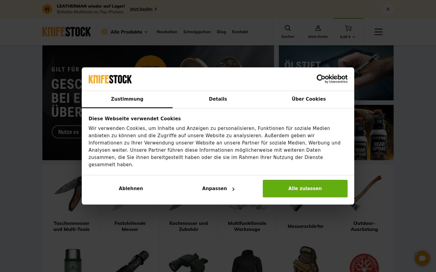 Screenshot van de toestemmingsbanner zoals getoond vóór enige interactie