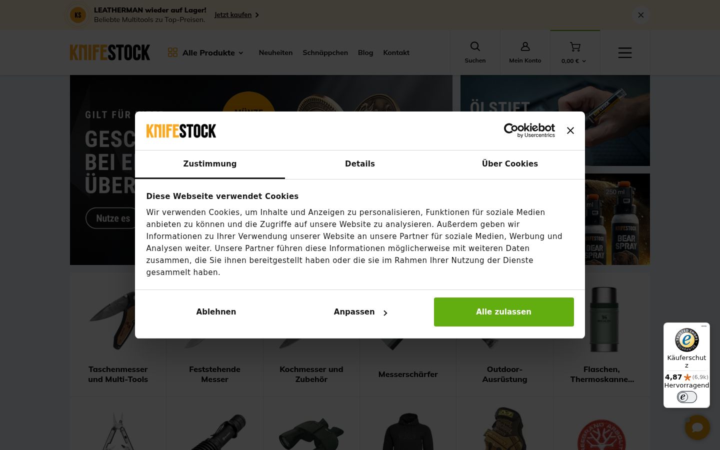 Screenshot del banner di consenso mostrato prima di qualsiasi interazione