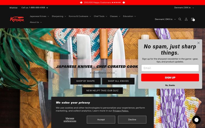 Screenshot of knifewear.com