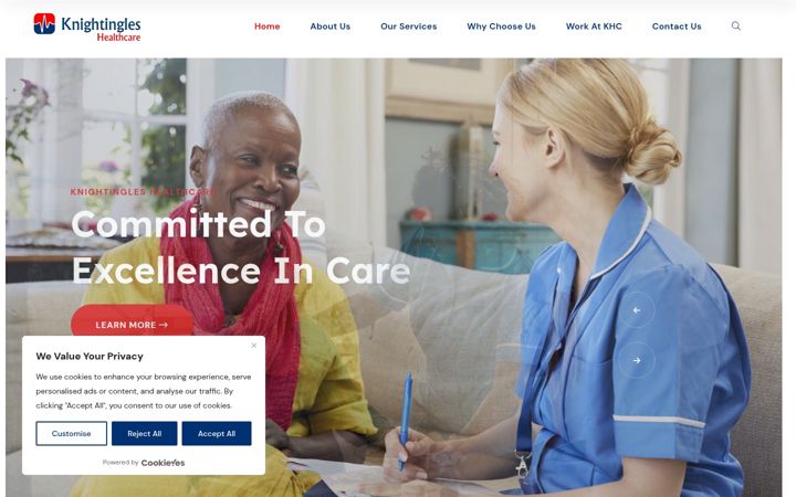 Screenshot of knightingleshealthcare.com