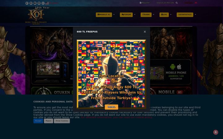 Screenshot of knightonline1.com