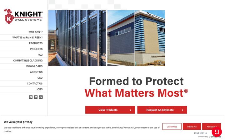 Screenshot of knightwallsystems.com