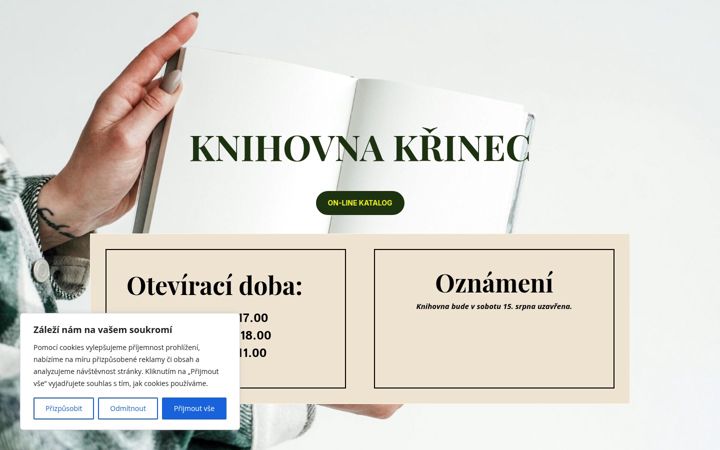 Screenshot of knihovnakrinec.cz