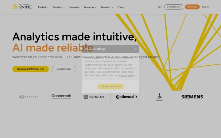 Screenshot of knime.com