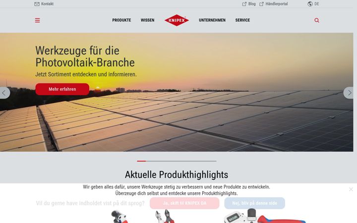 Screenshot of knipex.de