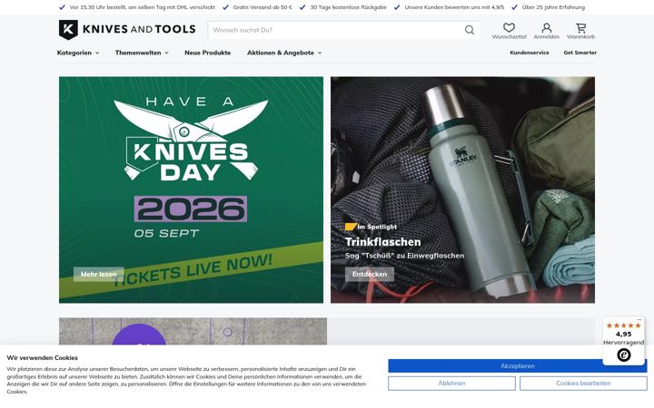 Screenshot of knivesandtools.de