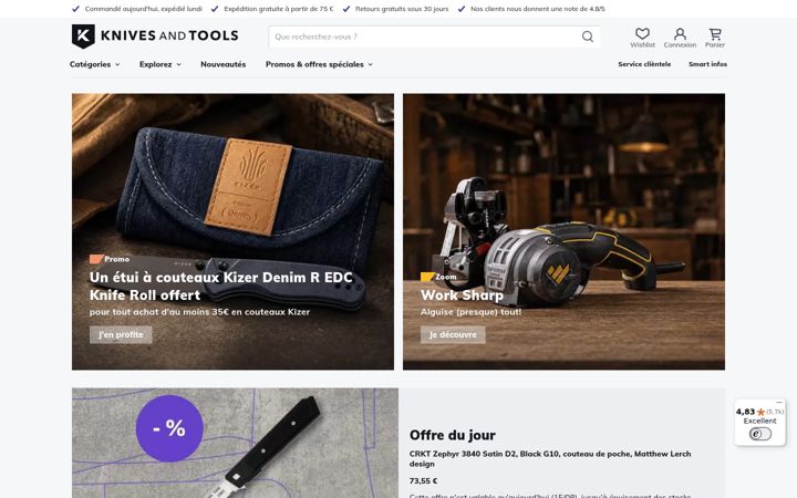 Screenshot of knivesandtools.fr