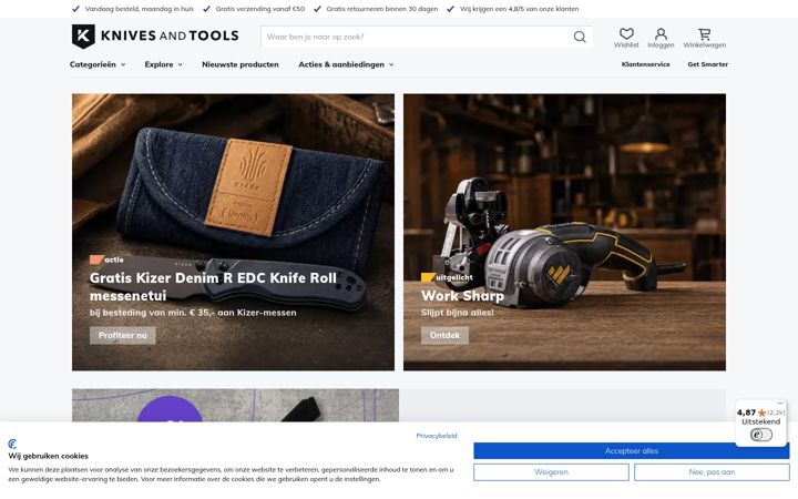 Screenshot of knivesandtools.nl