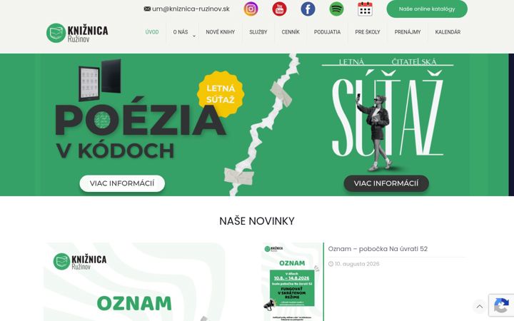 Screenshot of kniznica-ruzinov.sk