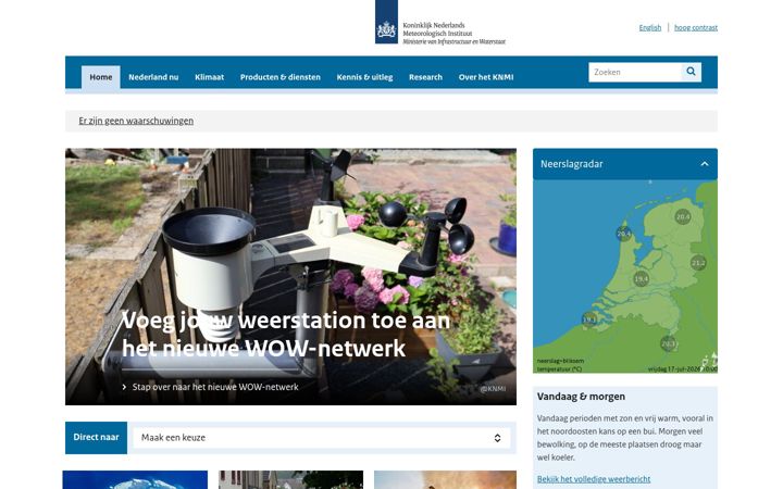 Screenshot stránky knmi.nl