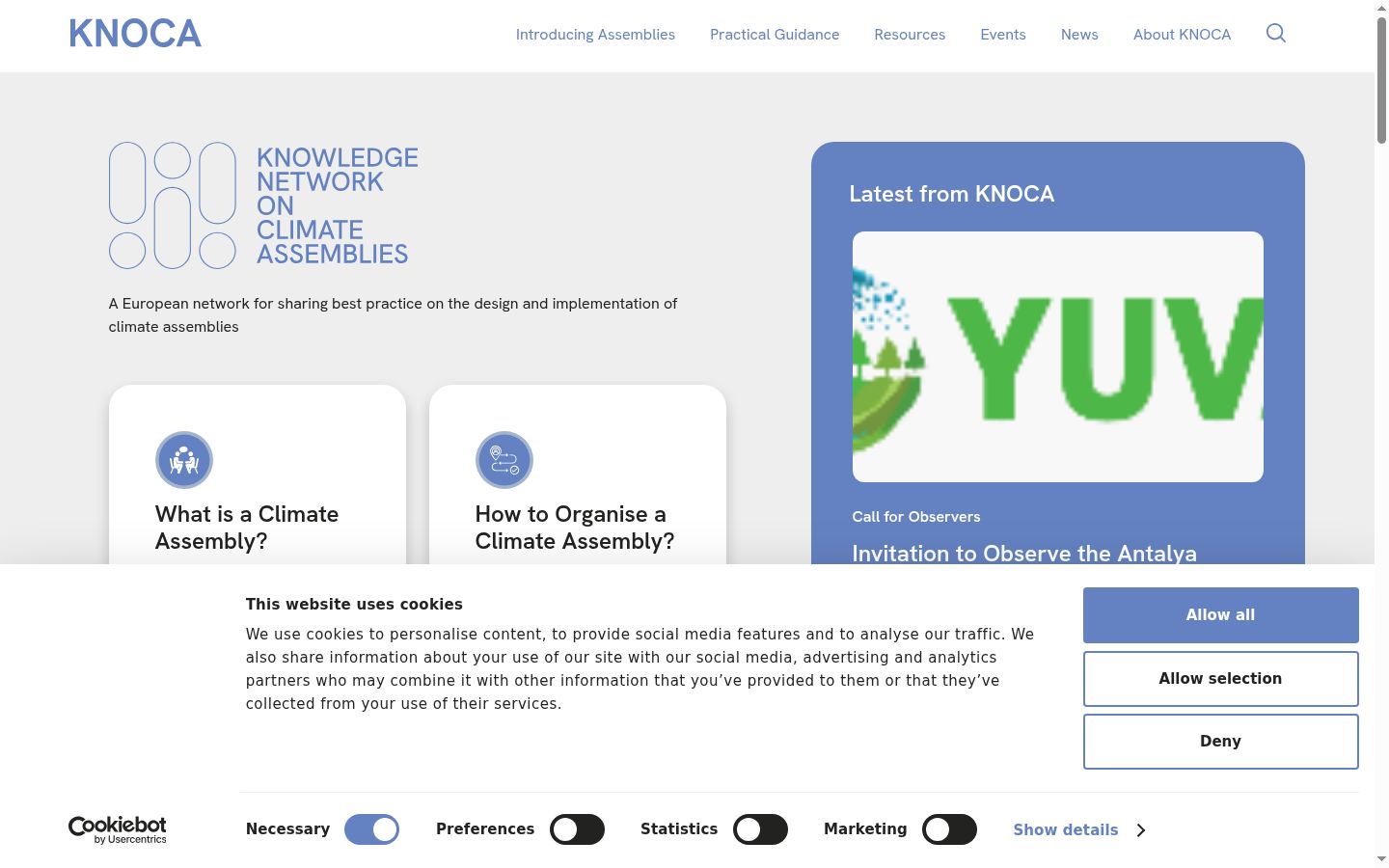 Screenshot del banner di consenso mostrato prima di qualsiasi interazione