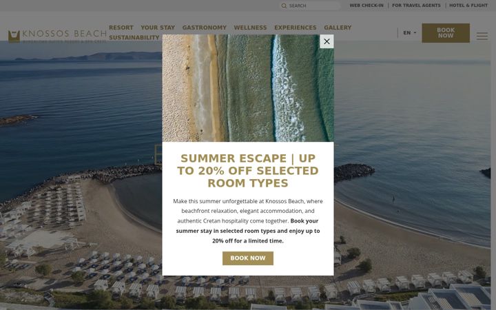 Screenshot of knossosbeach.com