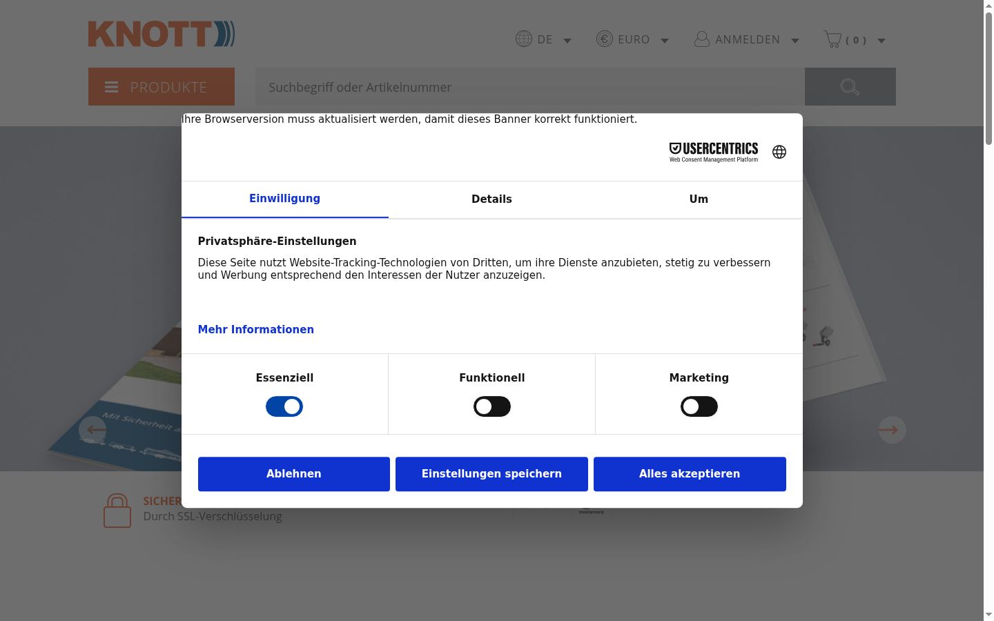 Captură de ecran a bannerului de consimțământ afișat înainte de orice interacțiune