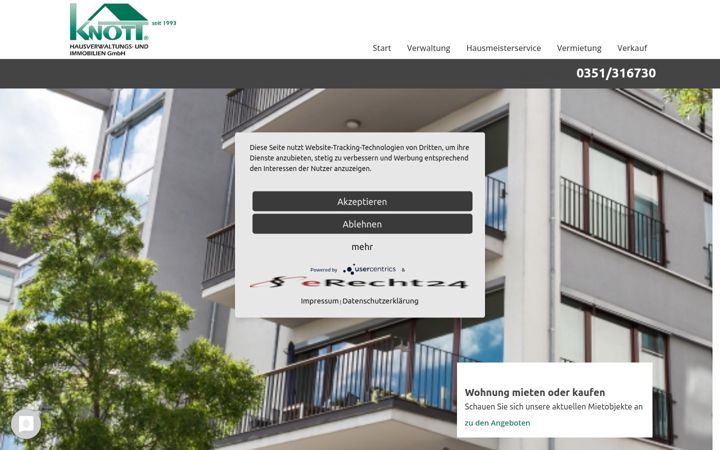 Screenshot of knott-hausverwaltung.de