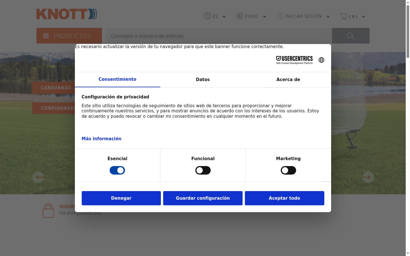 Screenshot του banner συγκατάθεσης που εμφανίστηκε πριν από οποιαδήποτε αλληλεπίδραση