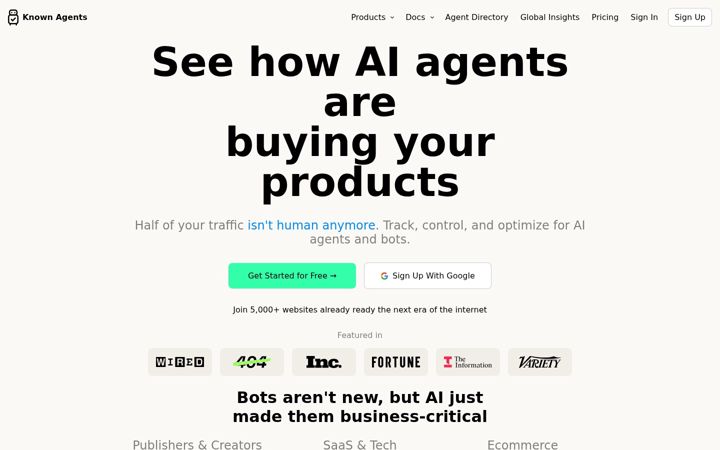 Screenshot of knownagents.com