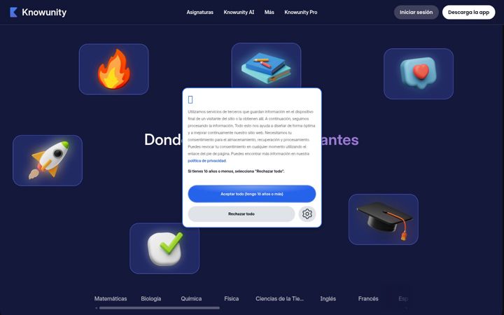 Captura de pantalla de knowunity.es