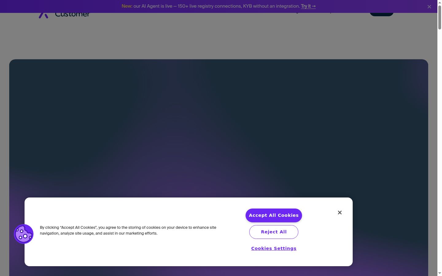 Capture d'écran de la bannière de consentement affichée avant toute interaction
