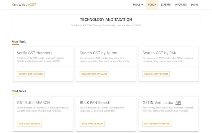 Screenshot of knowyourgst.com