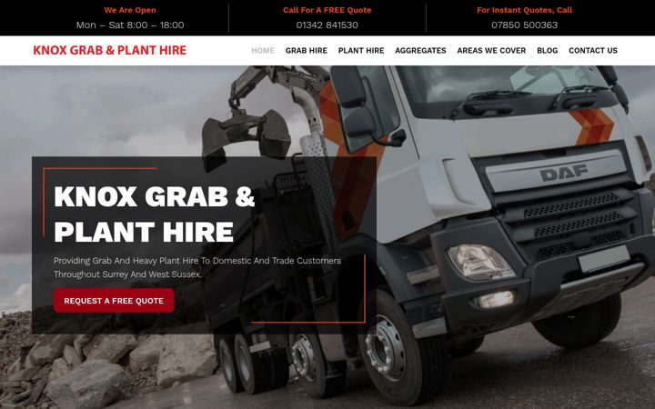 Screenshot of knoxgrabhire.co.uk