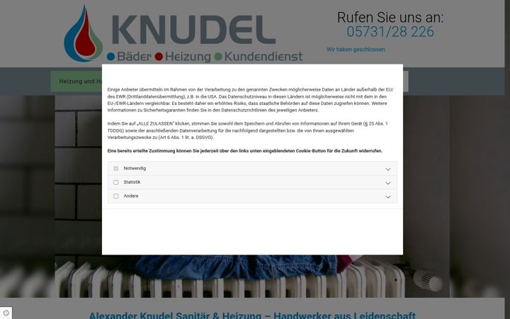 Screenshot of knudel-haustechnik.de