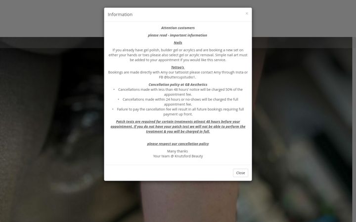 Screenshot of knutsfordbeauty.co.uk