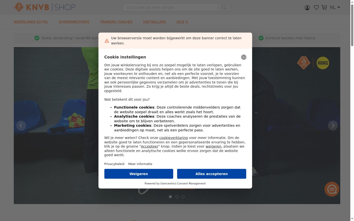 Zrzut ekranu banera zgody wyświetlanego przed jakąkolwiek interakcją