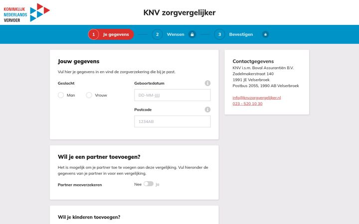 Screenshot of knvzorgvergelijker.nl