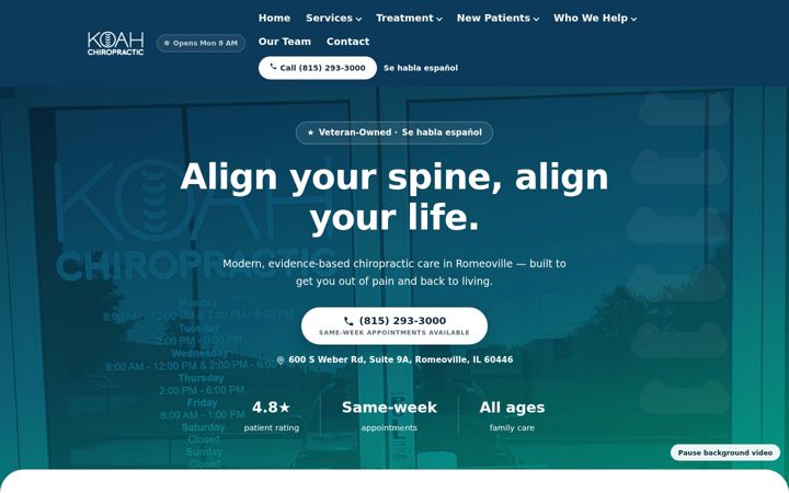 Screenshot of koahchiropractic.com