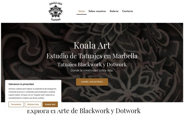 Screenshot of koalaartattoo.com