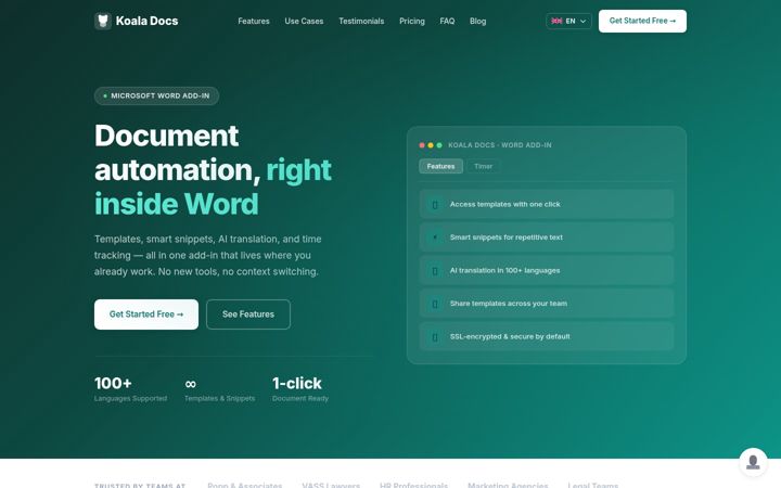 Screenshot of koaladocs.com