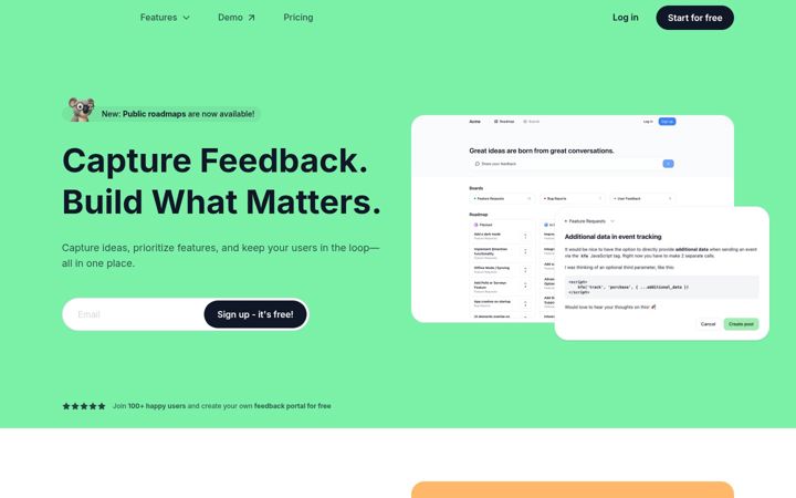 Screenshot of koalafeedback.com