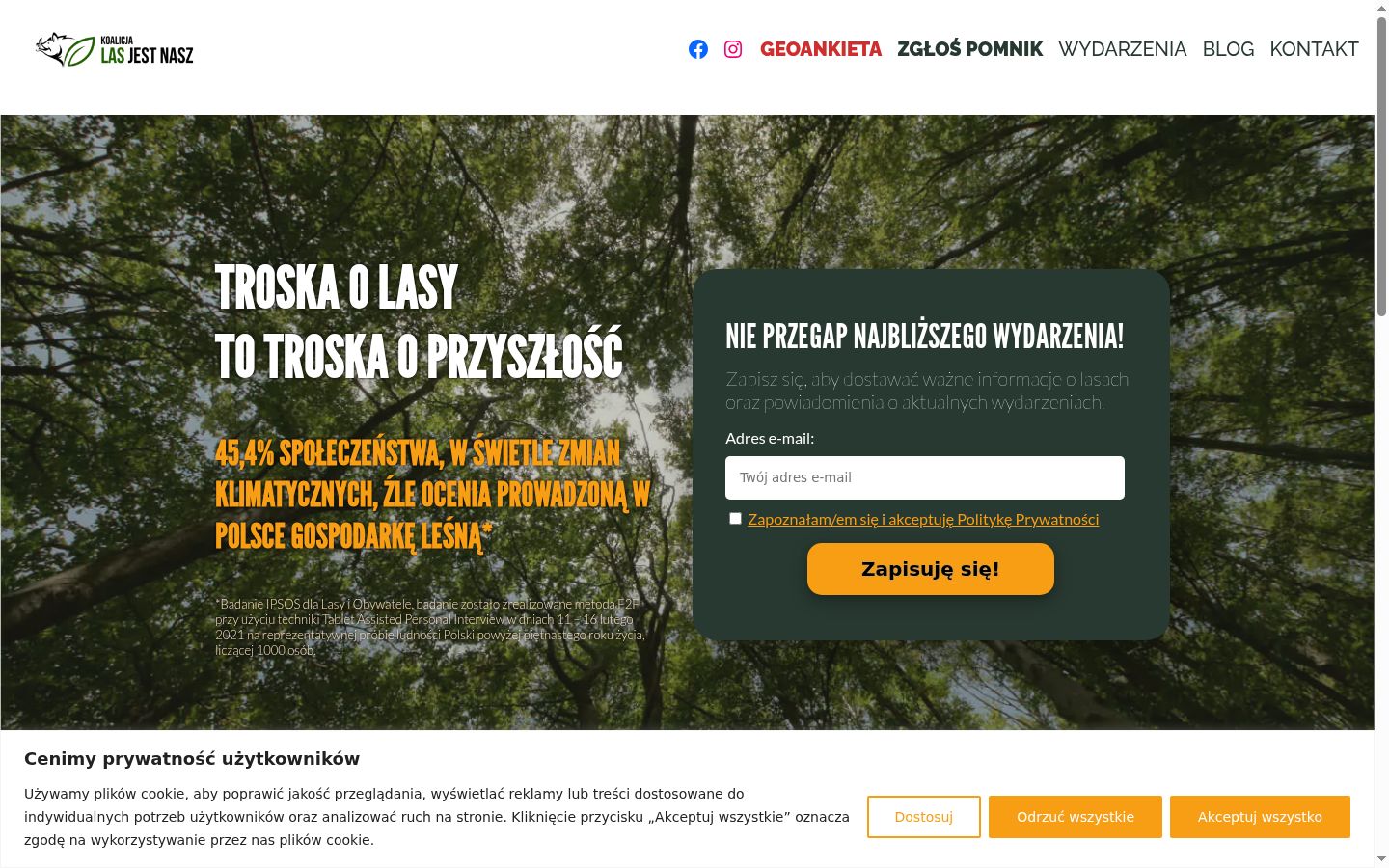 Screenshot des Einwilligungsbanners vor jeglicher Interaktion