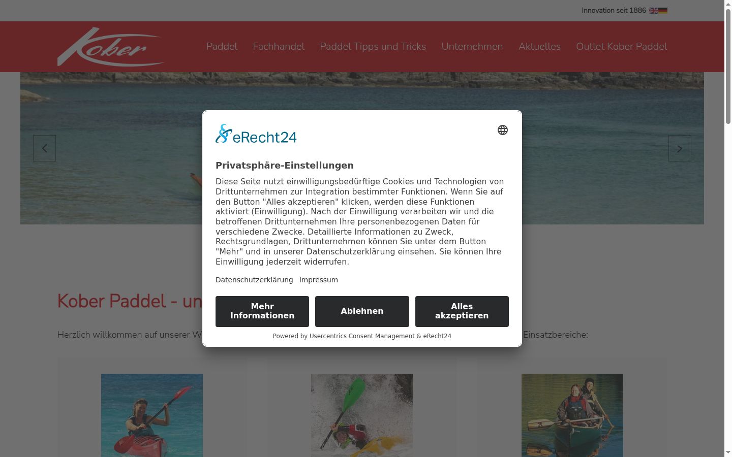 Zrzut ekranu banera zgody wyświetlanego przed jakąkolwiek interakcją