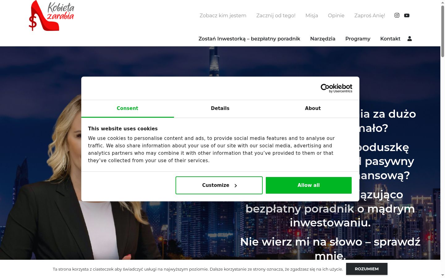 Screenshot tal-banner tal-kunsens muri qabel kwalunkwe interazzjoni