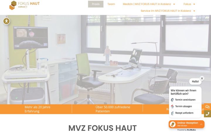 Snímek obrazovky koblenz-hautarzt.de