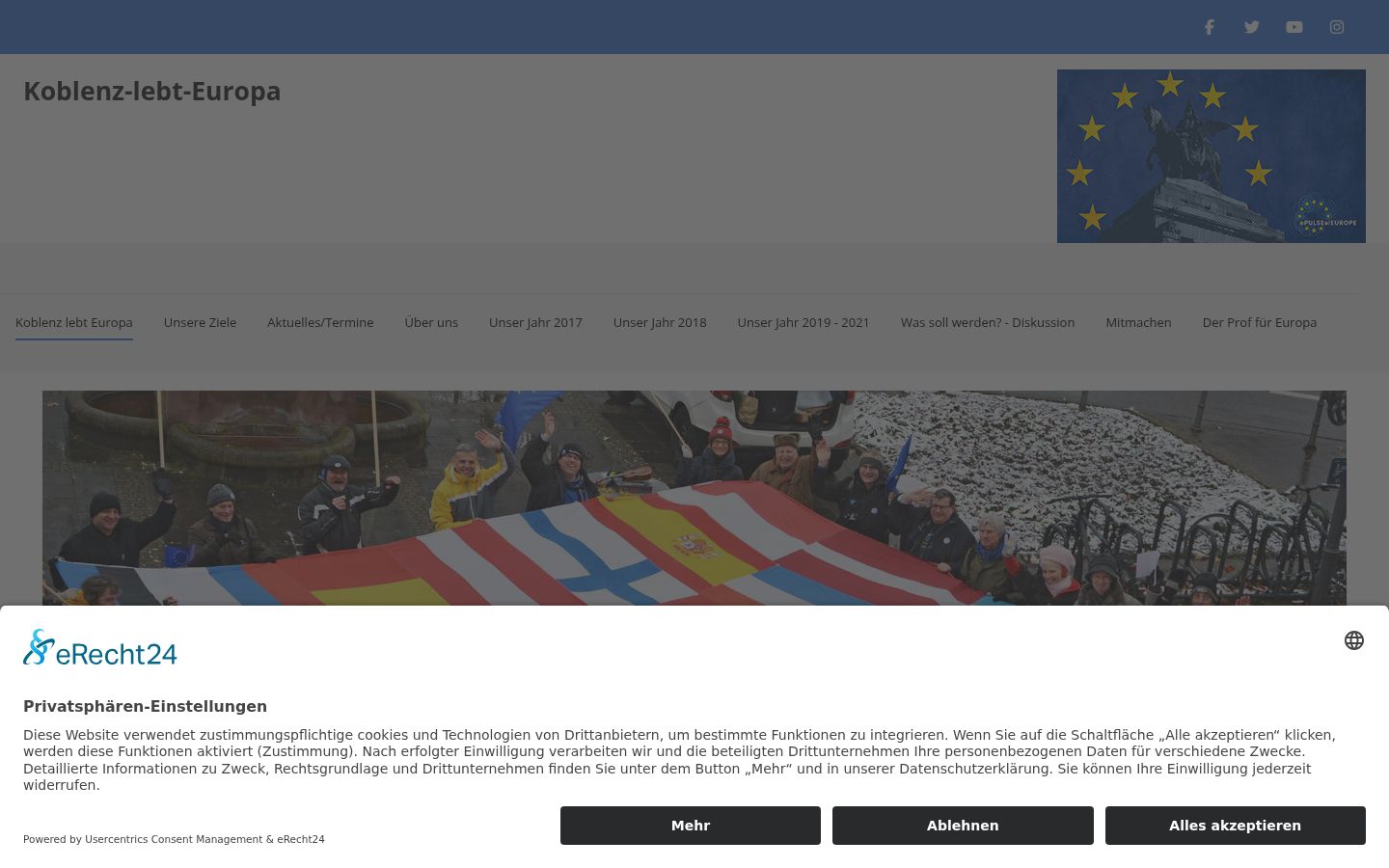 Screenshot des Einwilligungsbanners vor jeglicher Interaktion