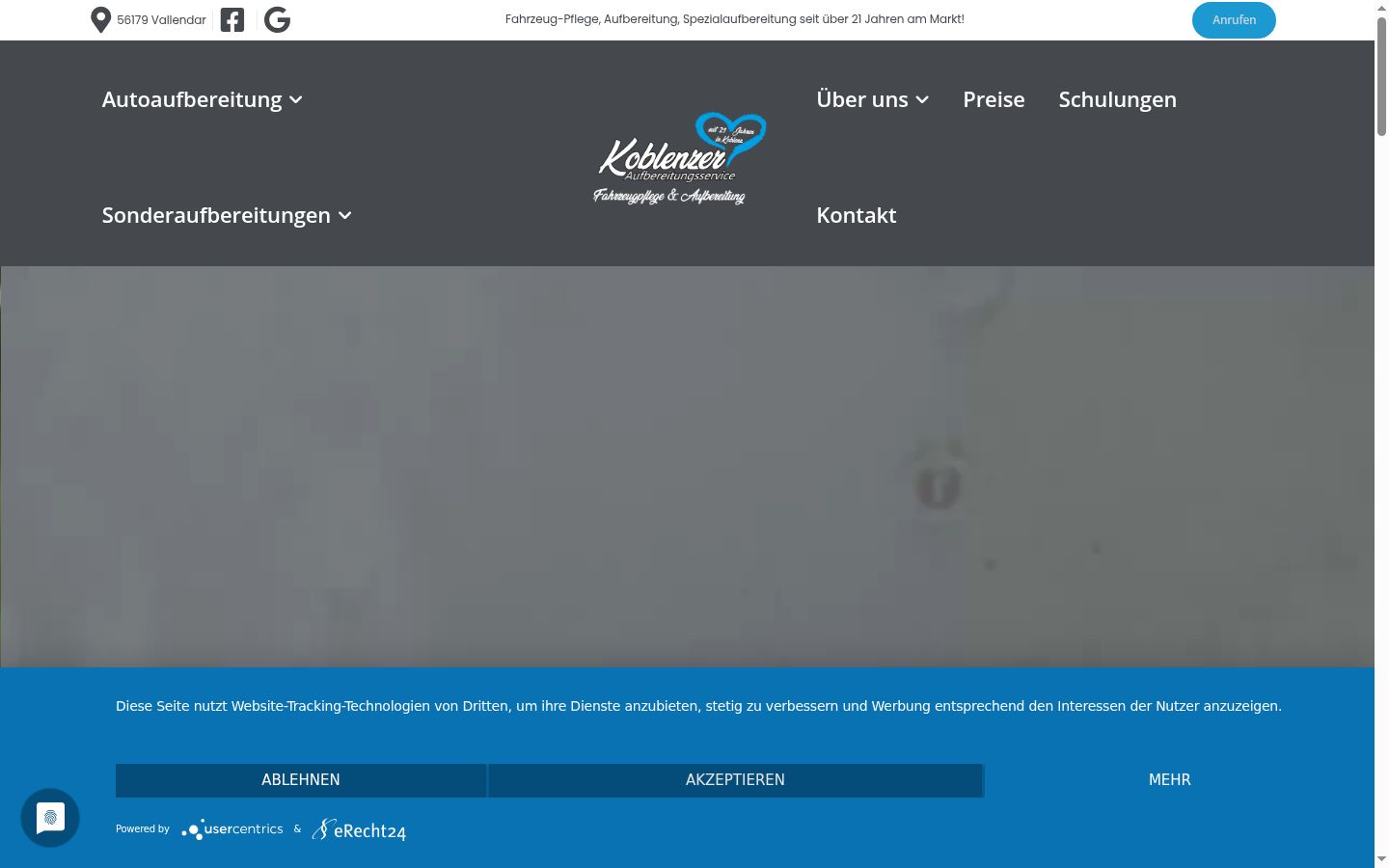 Screenshot of the consent banner shown before any interaction