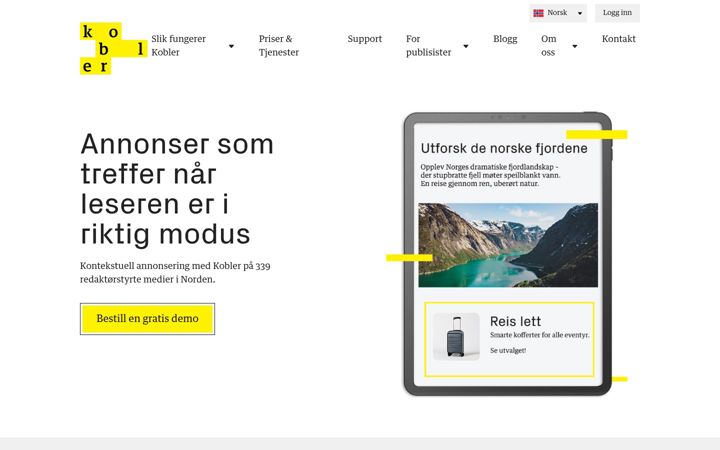 Screenshot of kobler.no