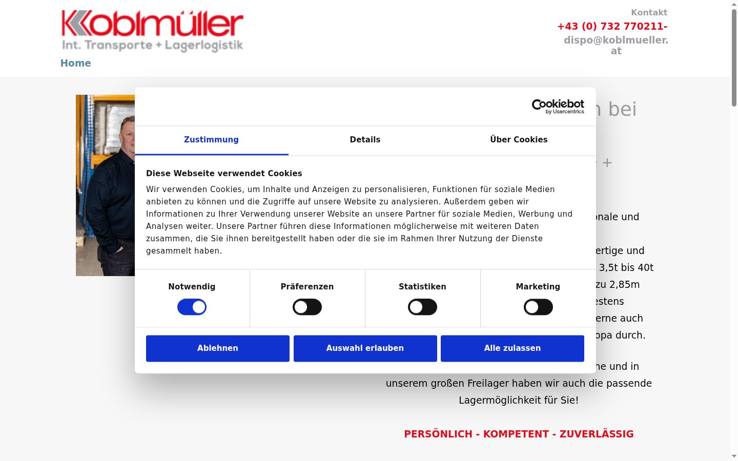 Screenshot des Einwilligungsbanners vor jeglicher Interaktion
