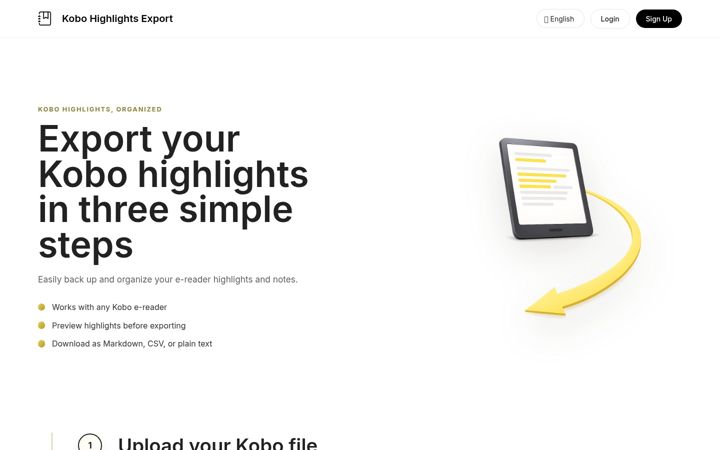Screenshot of kobohighlightsexport.com
